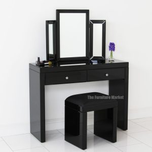 MG 006240 Black Mirrored Glass Dressing Table Main