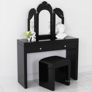 MG 006242 Venetian Black Floral Dressing Table Mirror