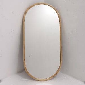 MG 030131 Long Oval Organic Wall Mirror Frame Teak Wood 80 x (4)